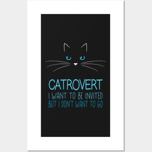 Catrovert Cat Lovers Kitty Face For Introverts Posters and Art